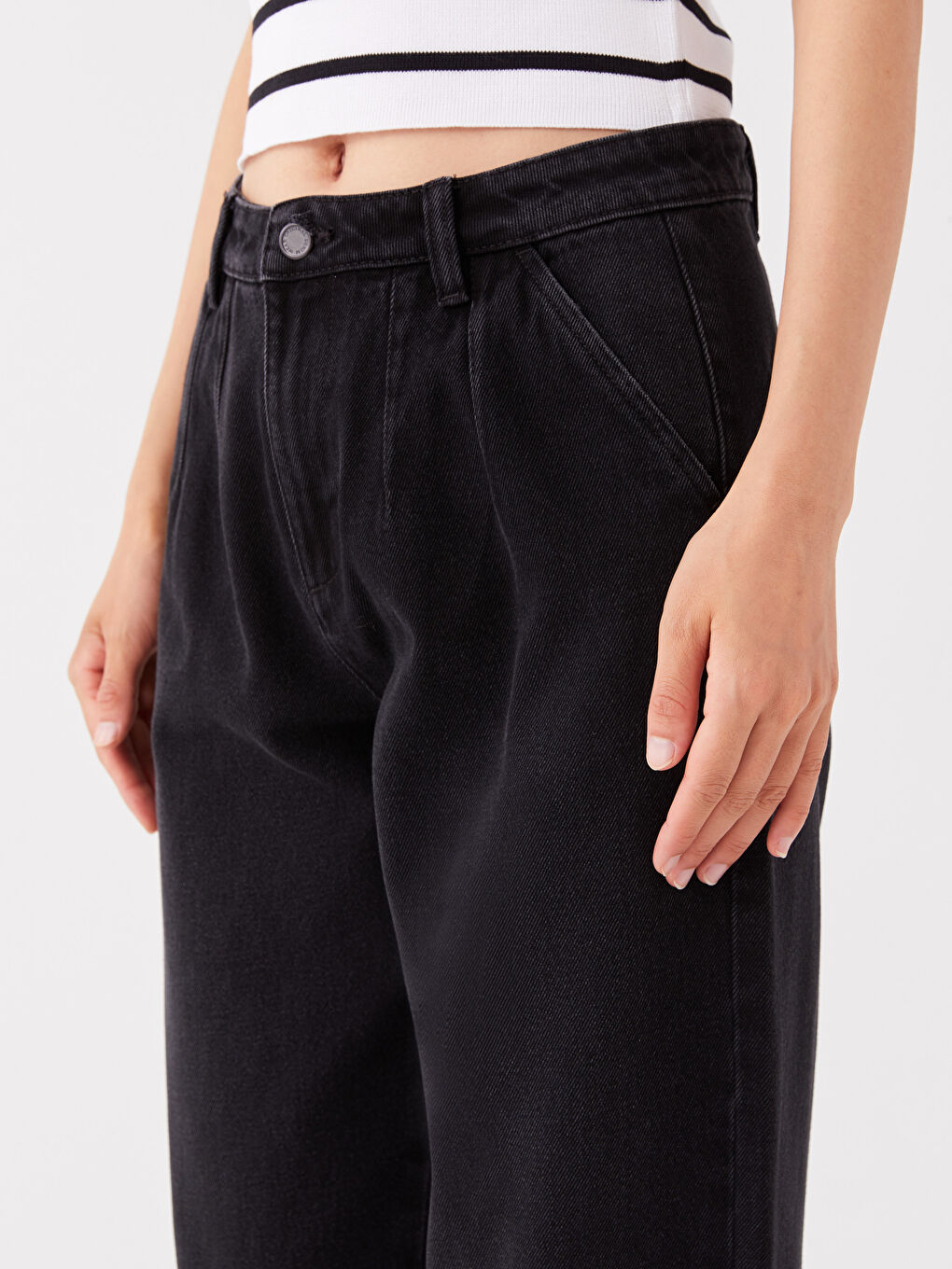 Blugi cu Detalii la Buzunar, Croială Balloon, pentru Femei-1