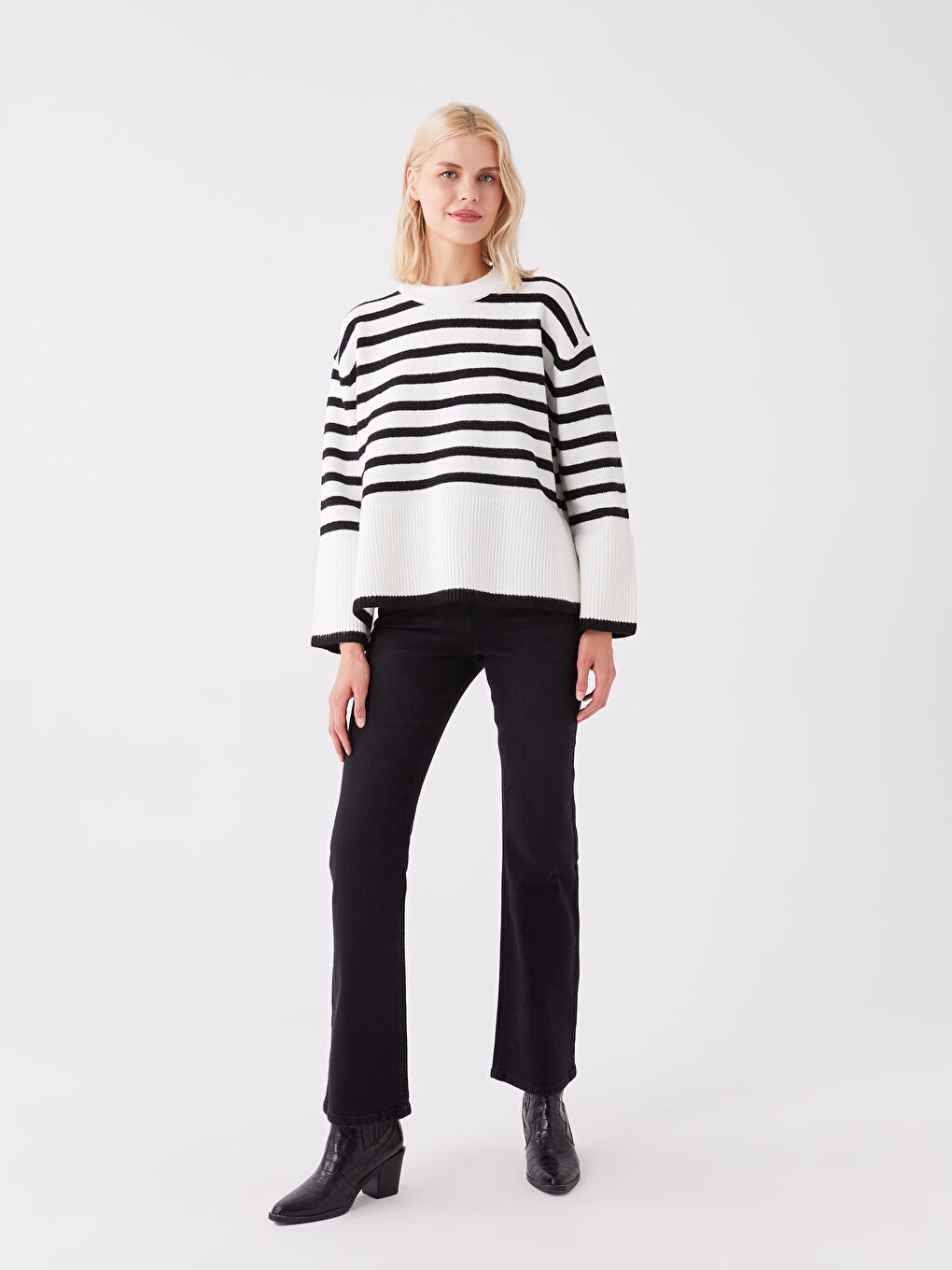 әйелдерге арналған орта бел марс клеш джинс шалбар-1