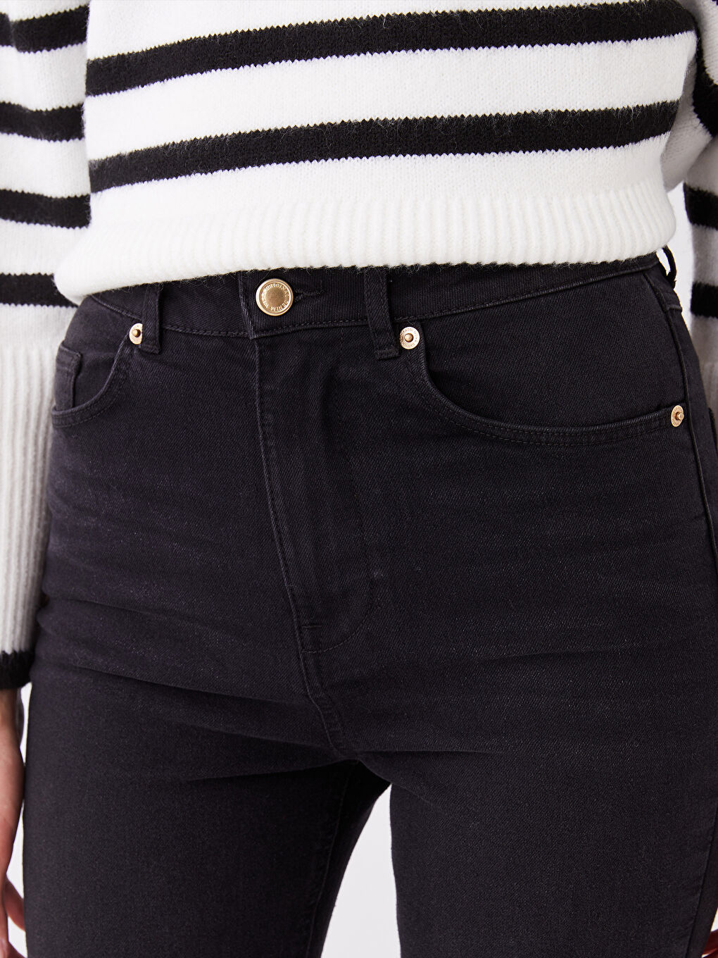 әйелдерге арналған орта бел марс клеш джинс шалбар-2