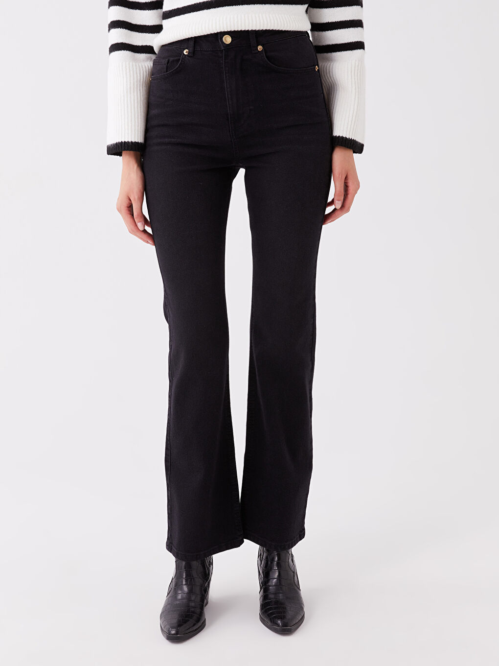 әйелдерге арналған орта бел марс клеш джинс шалбар-3