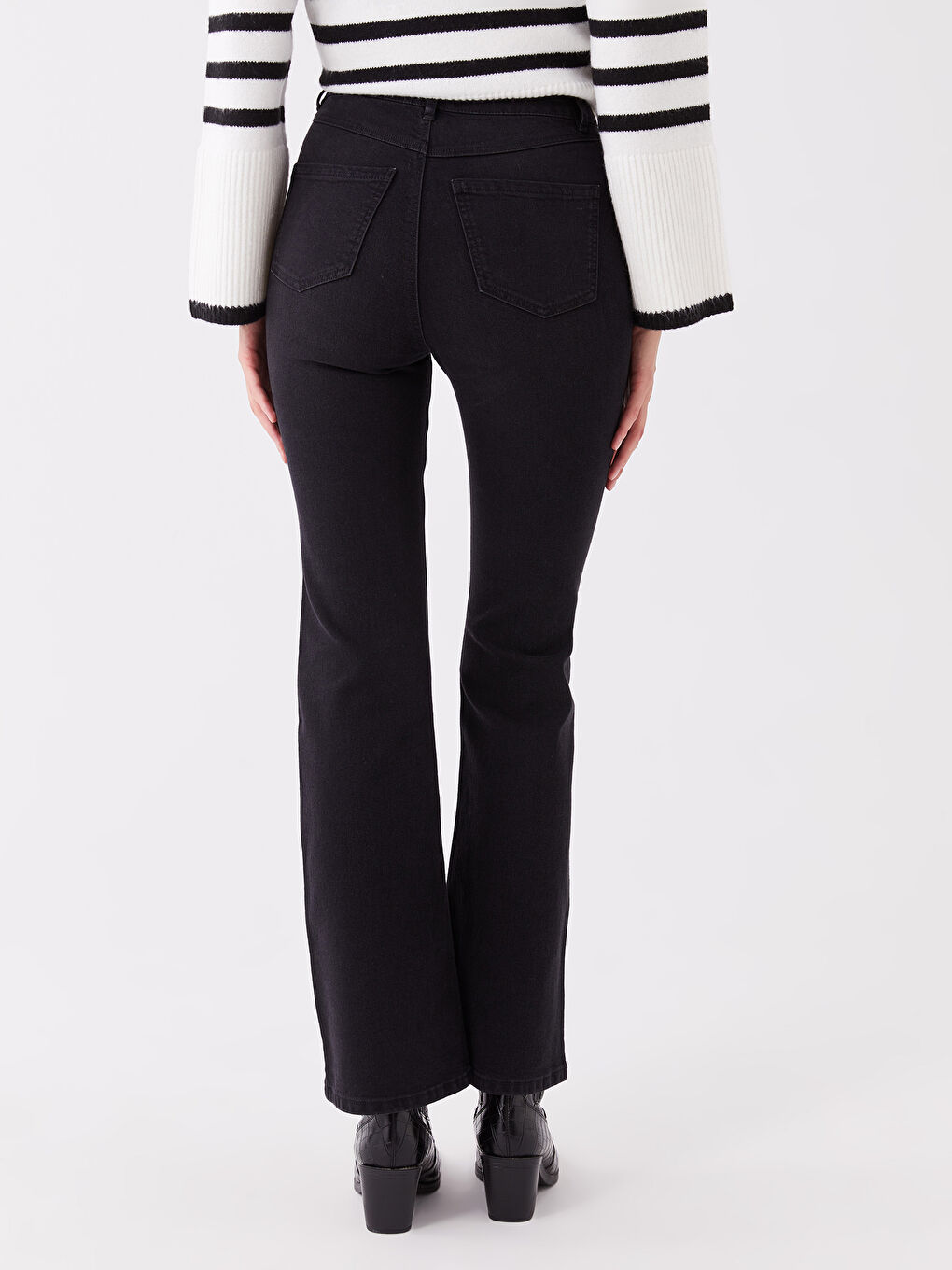 әйелдерге арналған орта бел марс клеш джинс шалбар-4