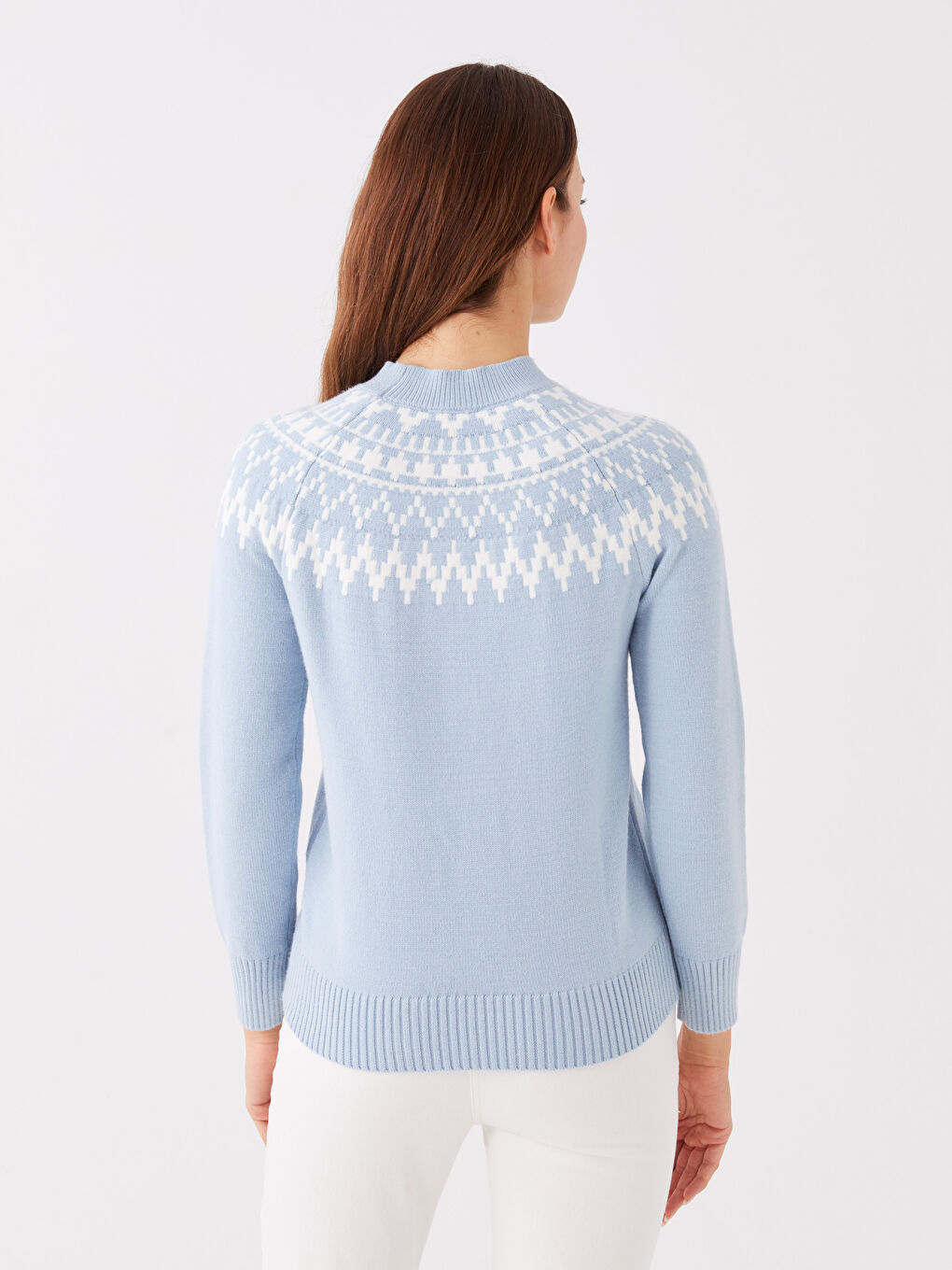 LCWAIKIKI Basic Funnel Neck Patterned Women's Knitwear Sweater -W3AD36Z8-G5Z
