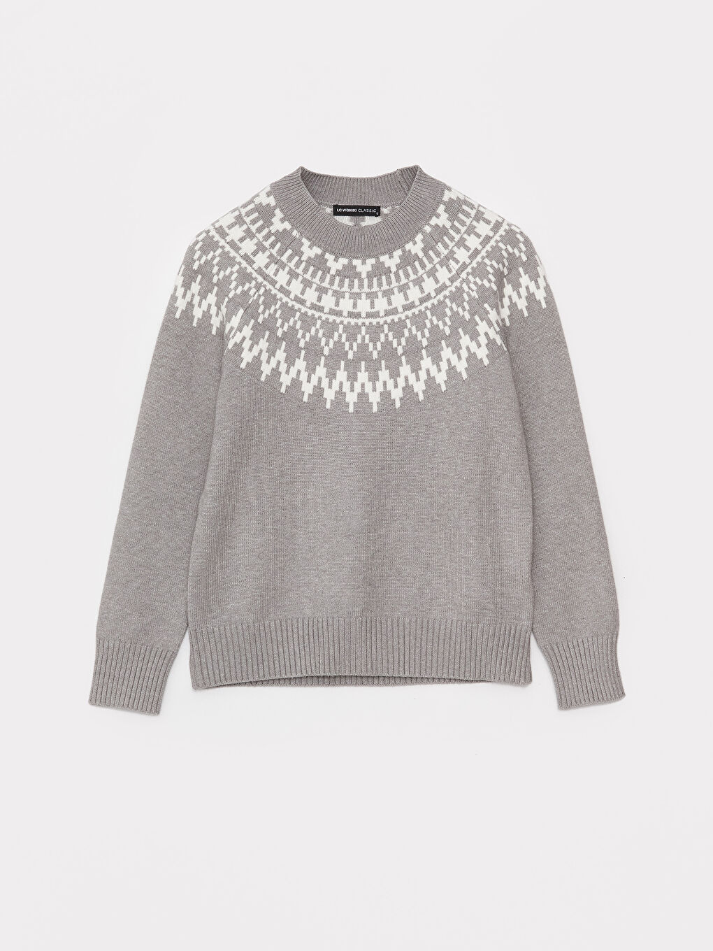 Funnel Neck Patterned Women's Knitwear Sweater-5