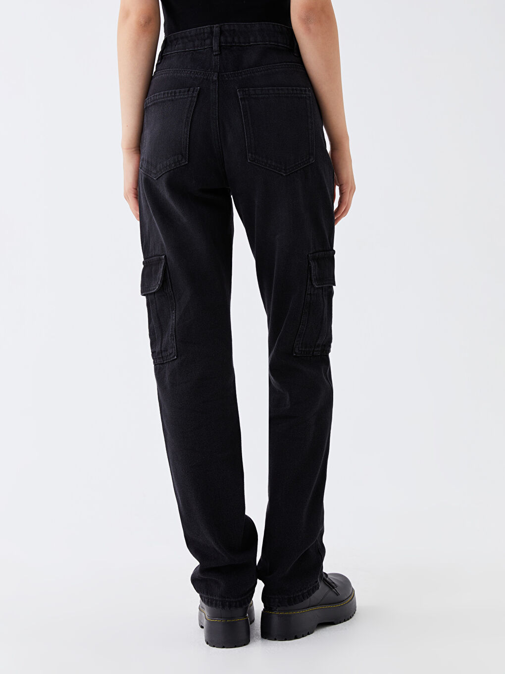 Blugi Cargo pentru Femei cu Croială Dreaptă-3