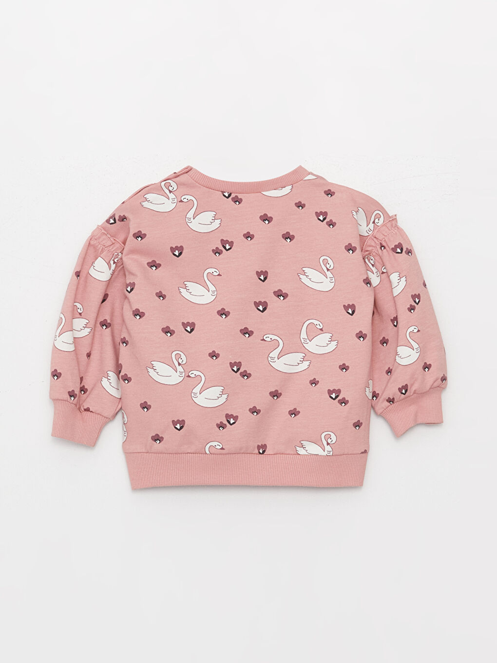 LCW baby Pembe Baskılı Bisiklet Yaka Baskılı Kız Bebek Sweatshirt ve Pantolon 2'li Takım - 2