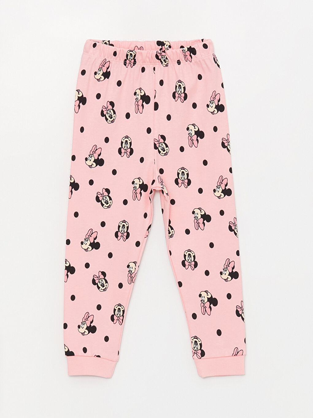 LCW baby Krem Rengi Bisiklet Yaka Minnie Mouse Baskılı Kız Bebek Pijama Takımı - 5