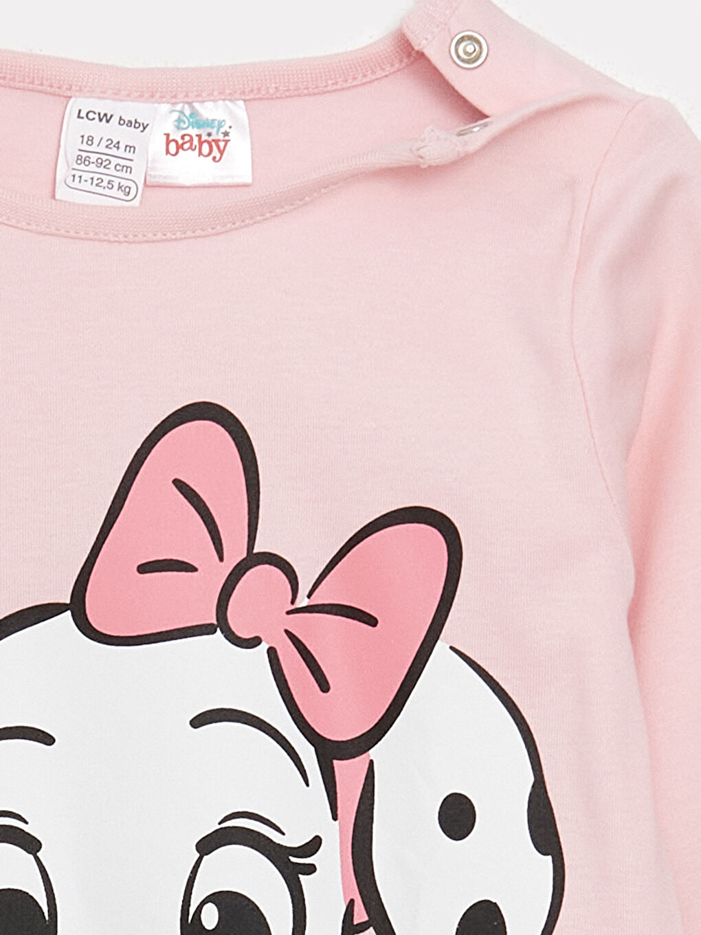 LCW baby Pembe Bisiklet Yaka Uzun Kollu 101 Dalmaçyalı Baskılı Kız Bebek Pijama Takım - 5