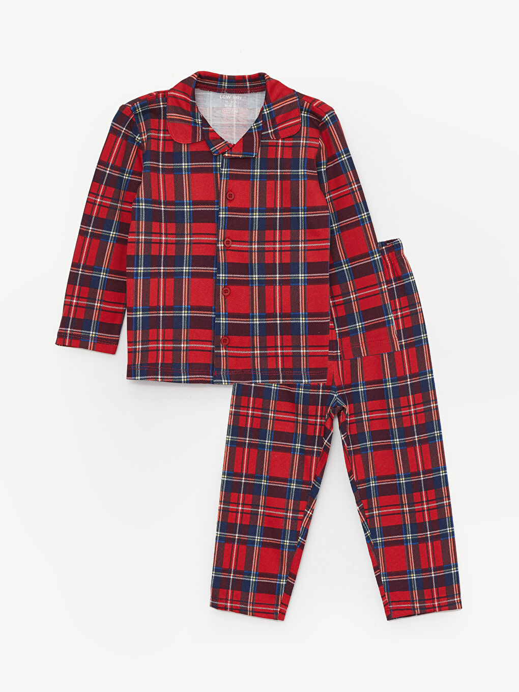 LCW baby Polo Neck Long Sleeve Plaid Patterned Baby Boy Pajama Set -W3AE20Z1-LTP