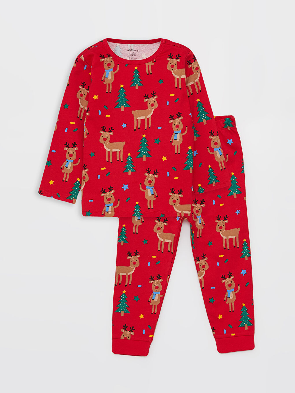 LCW baby Bisiklet Yaka Uzun Kollu Yılbaşı Temalı Erkek Bebek Pijama Takımı -W3AE21Z1-LTQ