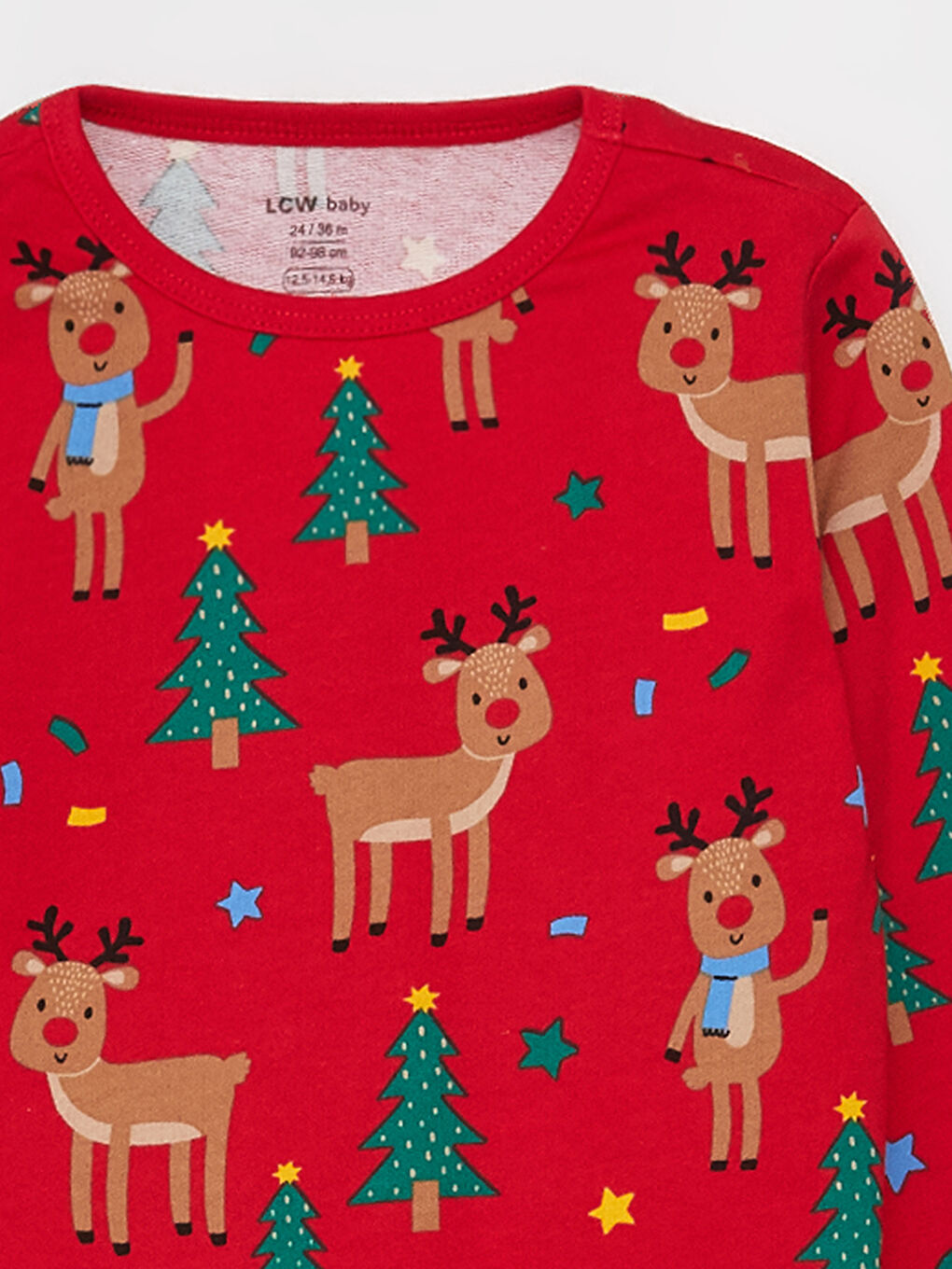 LCW baby Bisiklet Yaka Uzun Kollu Yılbaşı Temalı Erkek Bebek Pijama Takımı -W3AE21Z1-LTQ