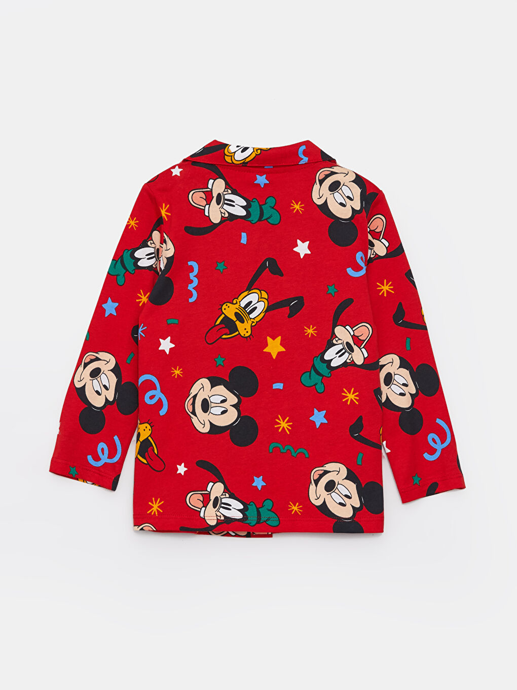 LCW baby Kırmızı Baskılı Gömlek Yaka Uzun Kollu Mickey Mouse Baskılı Erkek Bebek Pijama Takımı - 2