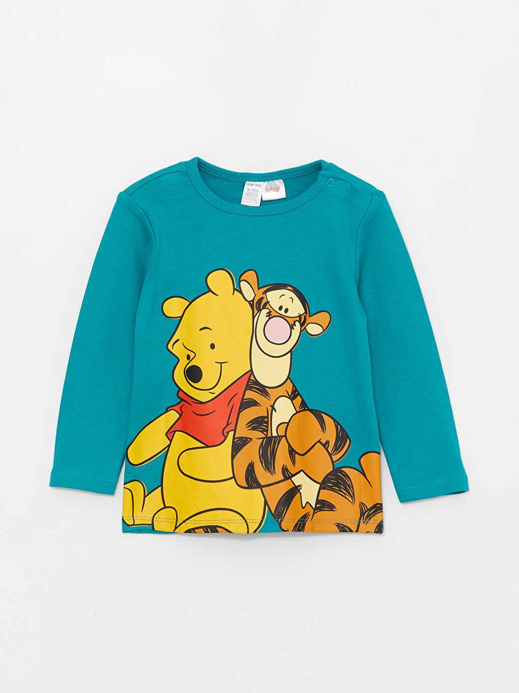 LCW baby Turkuaz Bisiklet Yaka Uzun Kollu Winnie the Pooh Baskılı Erkek Bebek Pijama Takımı - 1