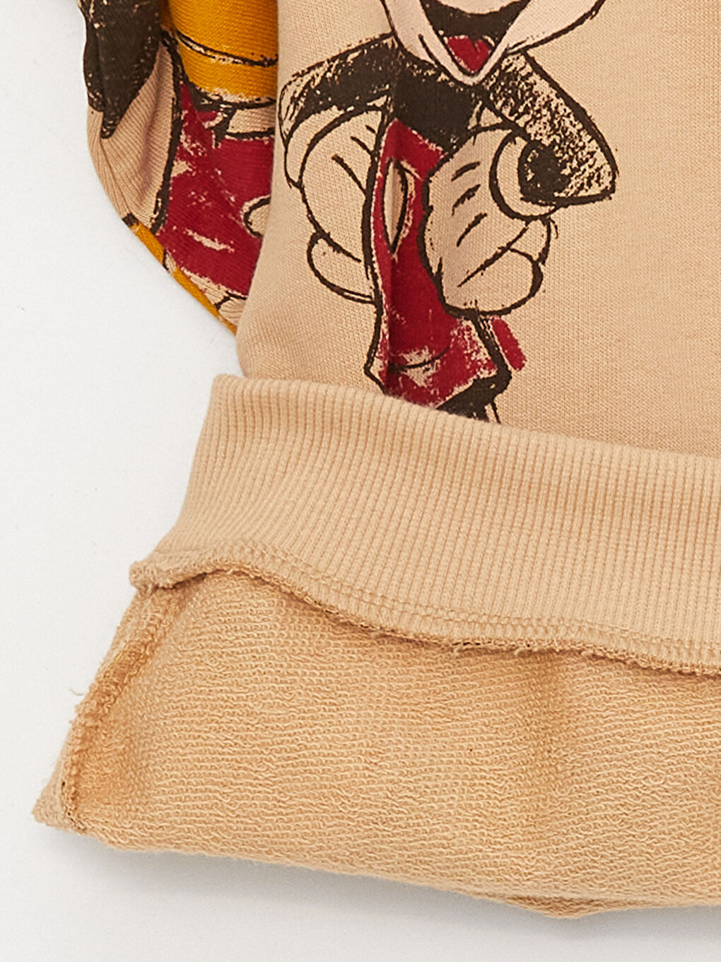 Bej Bisiklet Yaka Mickey Mouse Baskılı Erkek Bebek Sweatshirt-3