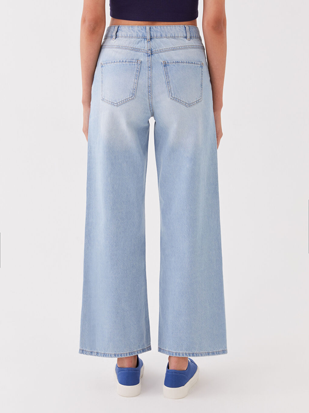 جينز نساء بخصر مرتفع وسروال واسع-3