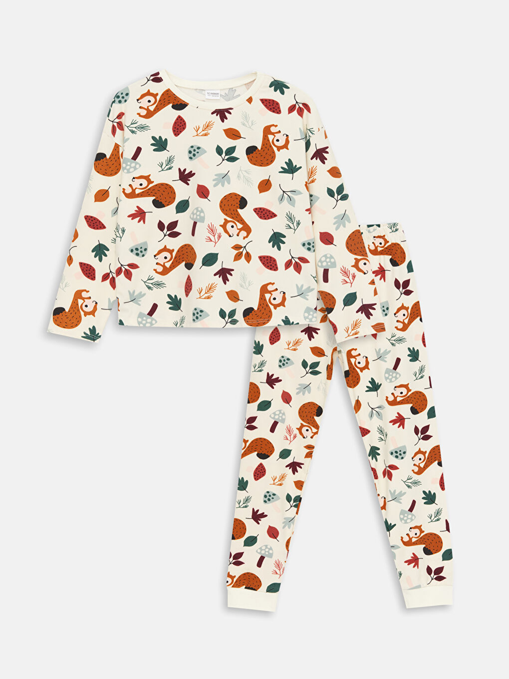 LCW Kids Ekru Bisiklet Yaka Polar Kız Çocuk Pijama Takımı