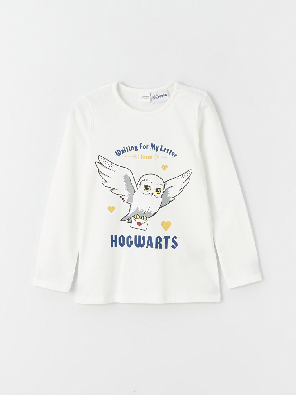 LCW Kids Ekru Bisiklet Yaka Harry Potter Baskılı Uzun Kollu Kız Çocuk Pijama Takımı - 1