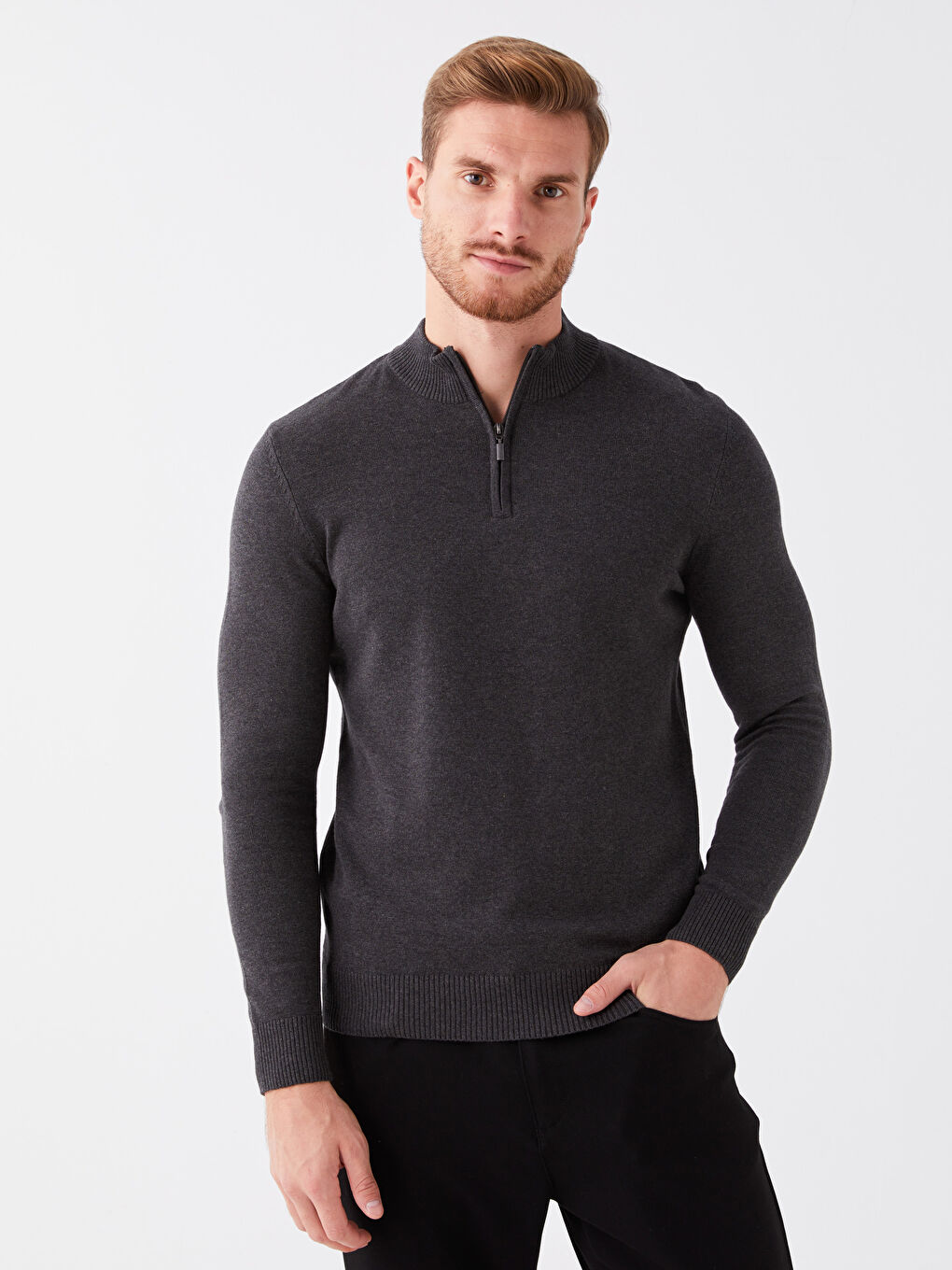 LCWAIKIKI Classic Funnel Neck Long Sleeve Men's Knitwear Sweater -W3AE68Z8-L8N