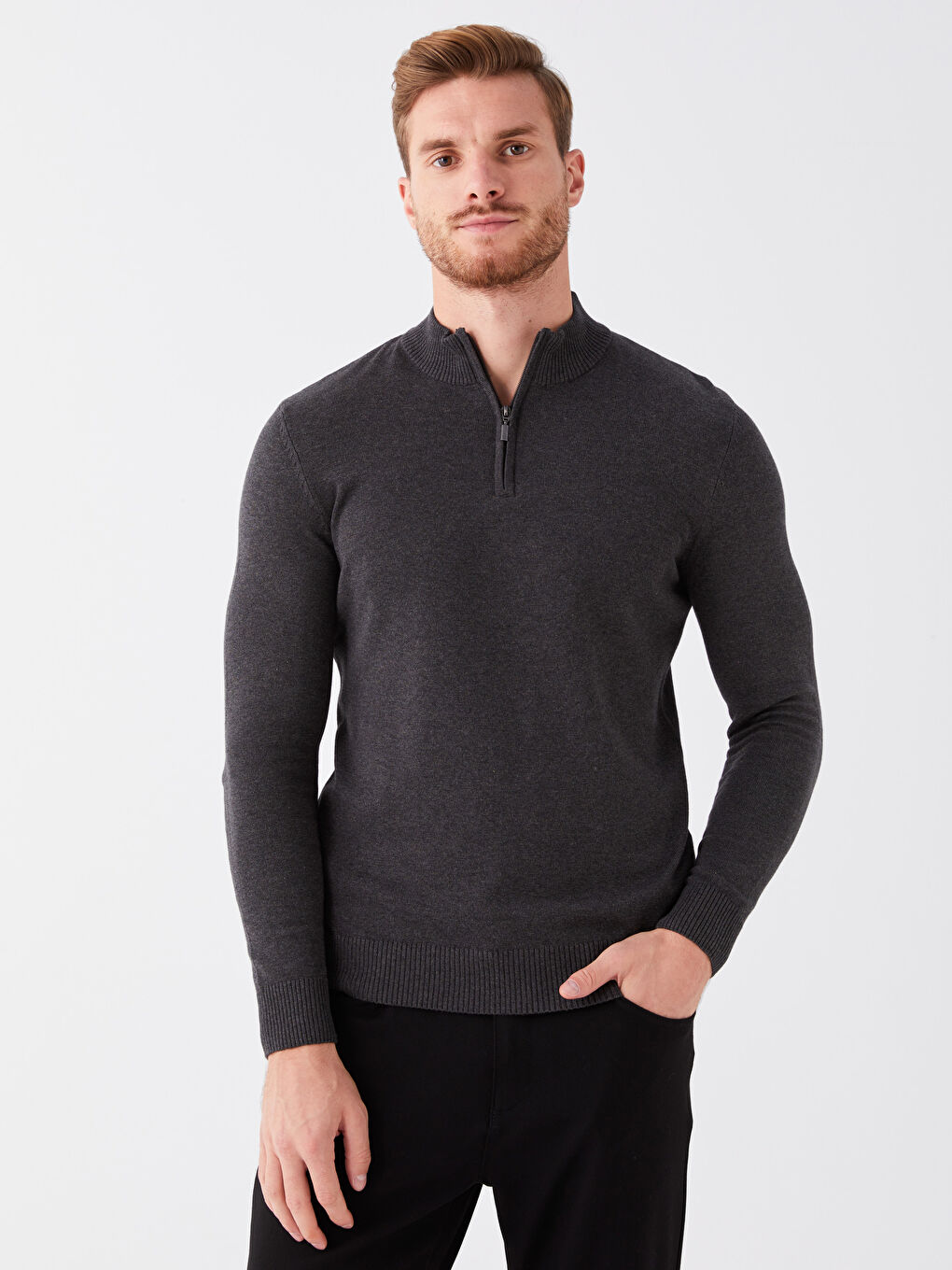 LCWAIKIKI Classic Funnel Neck Long Sleeve Men's Knitwear Sweater -W3AE68Z8-L8N