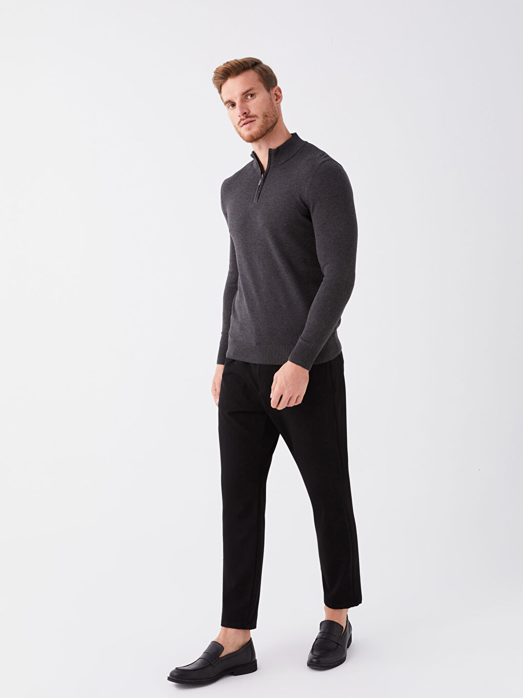 LCWAIKIKI Classic Funnel Neck Long Sleeve Men's Knitwear Sweater -W3AE68Z8-L8N
