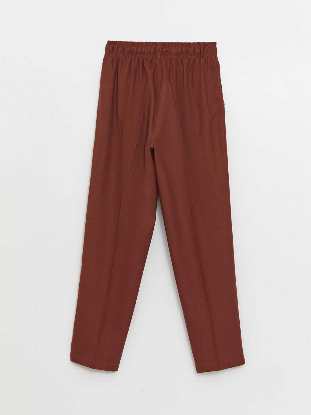 Elasticated Waist Plain Linen Blend Women's Trousers-5