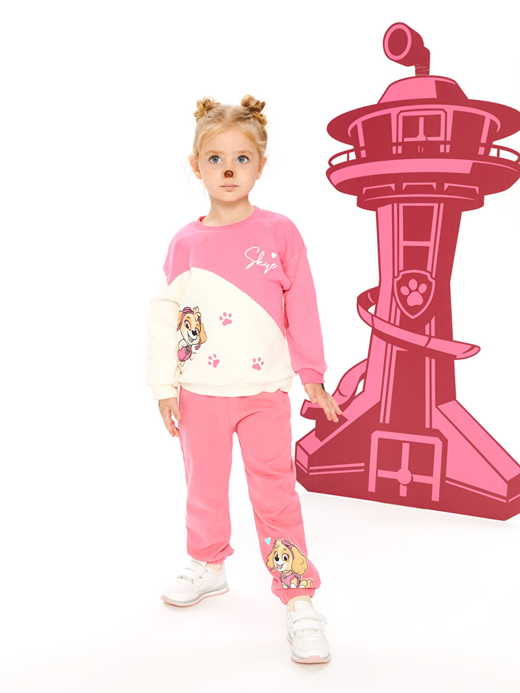 LCW baby Pembe Beli Lastikli Paw Patrol Baskılı Kız Bebek Eşofman Alt - 1