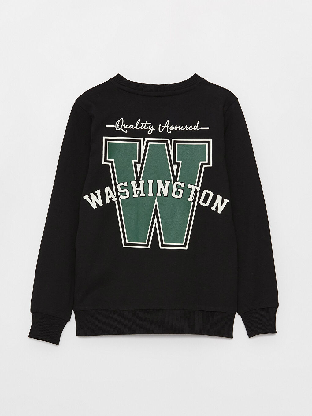 Siyah Bisiklet Yaka Baskılı Uzun Kollu Erkek Çocuk Tişört-1