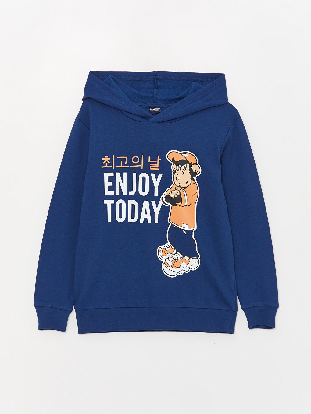 LCW Kids Nostalgic Monkey Printed Long Sleeve Boys' Hoodie