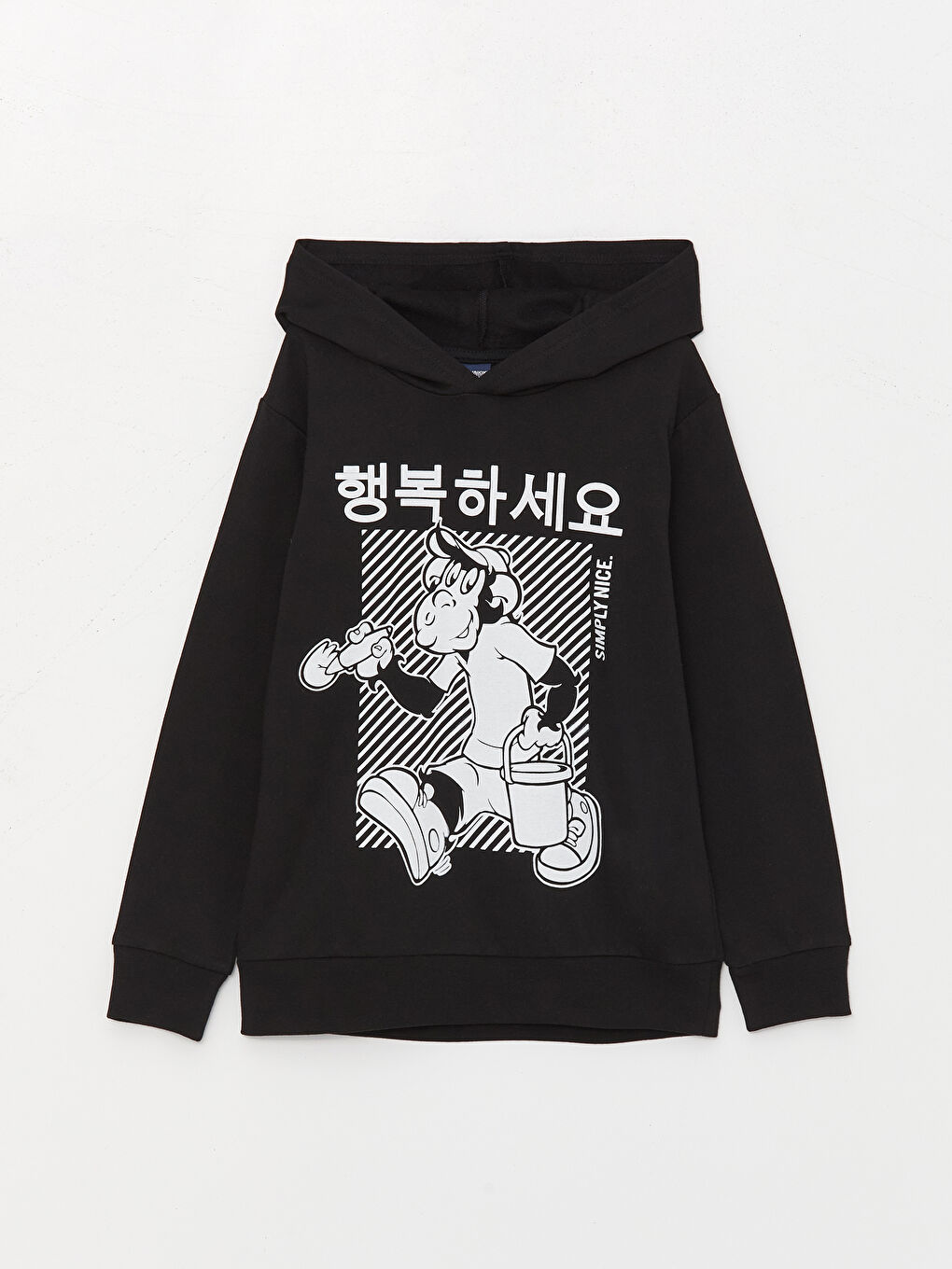 Nostalgic Monkey Printed Long Sleeve Boys' Hoodie