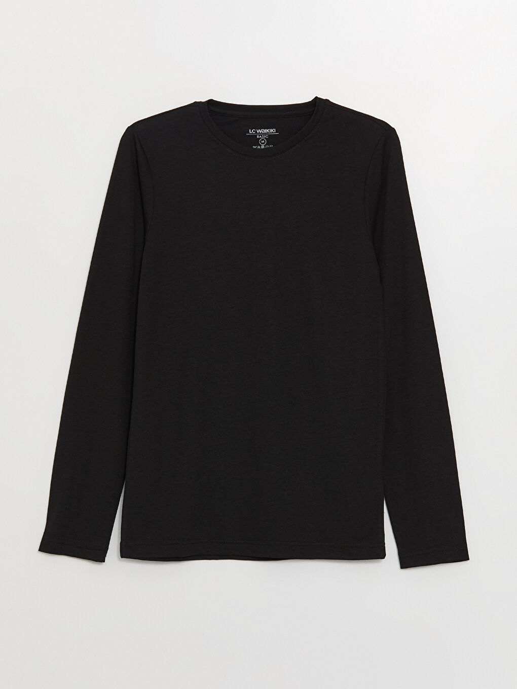 Siyah Bisiklet Yaka Uzun Kollu Erkek Atlet-5