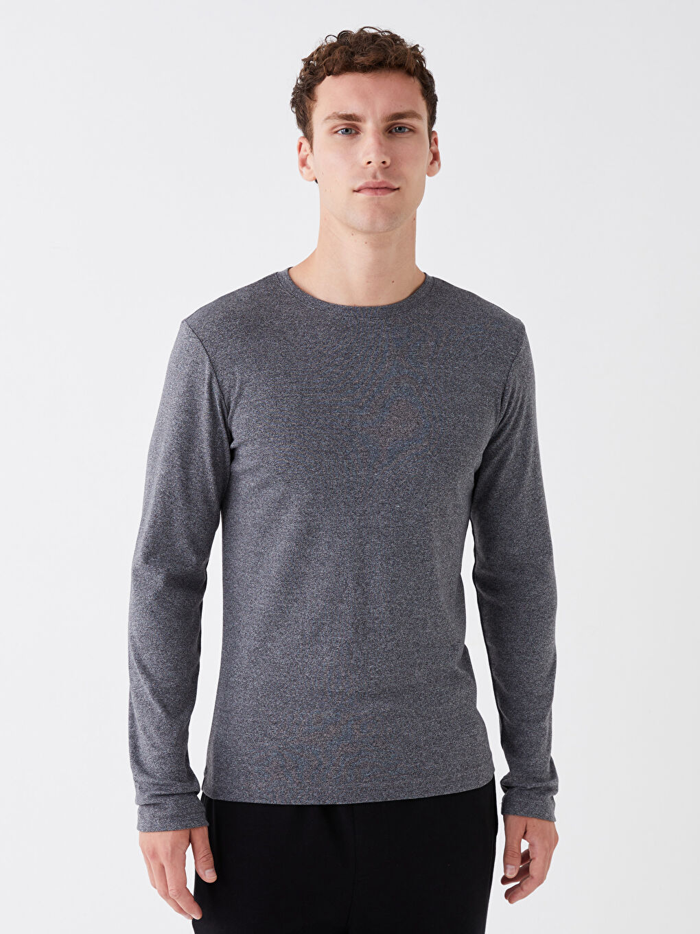 Antrasit Bisiklet Yaka Uzun Kollu Erkek Atlet