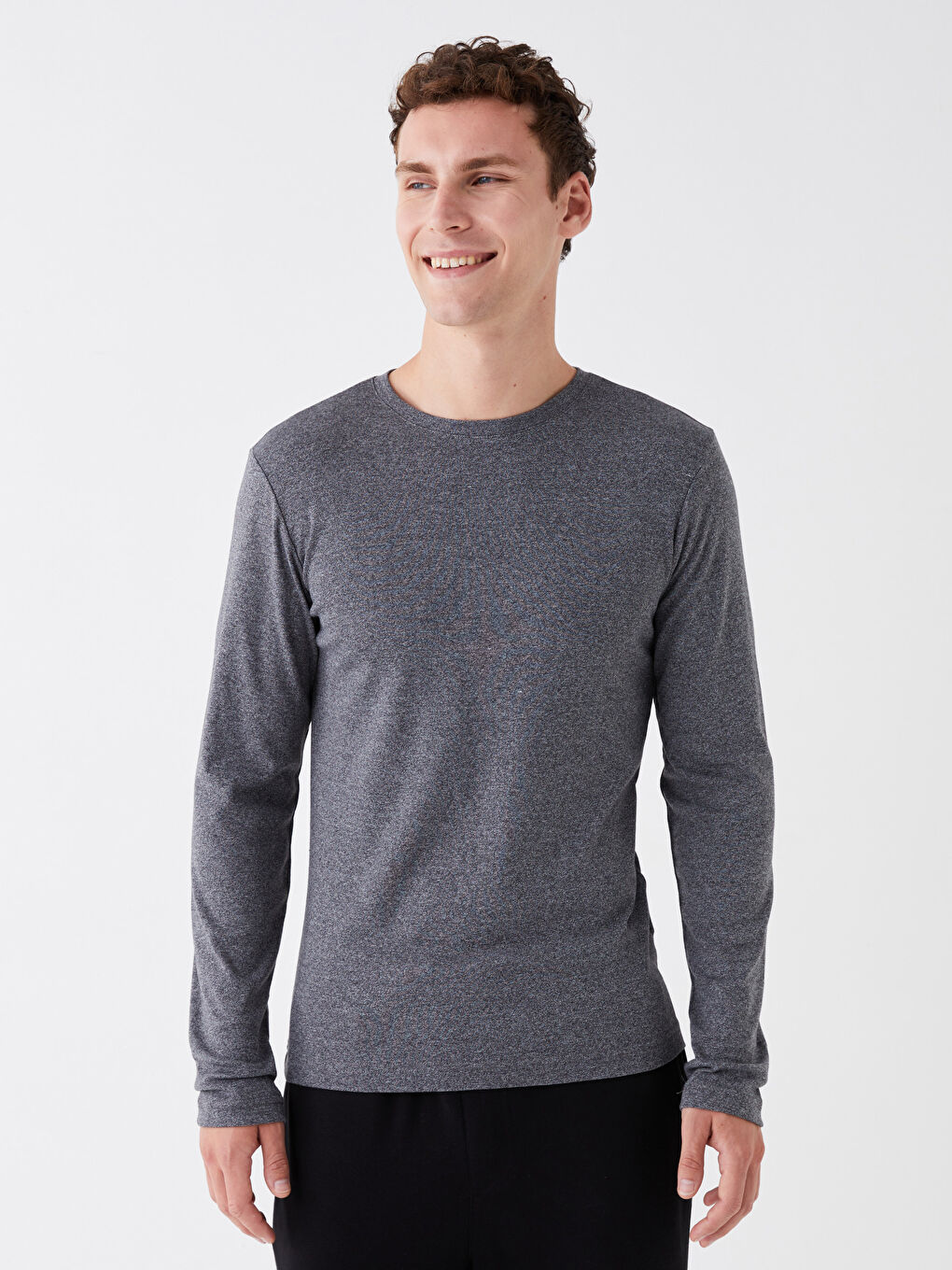 Antrasit Bisiklet Yaka Uzun Kollu Erkek Atlet-1