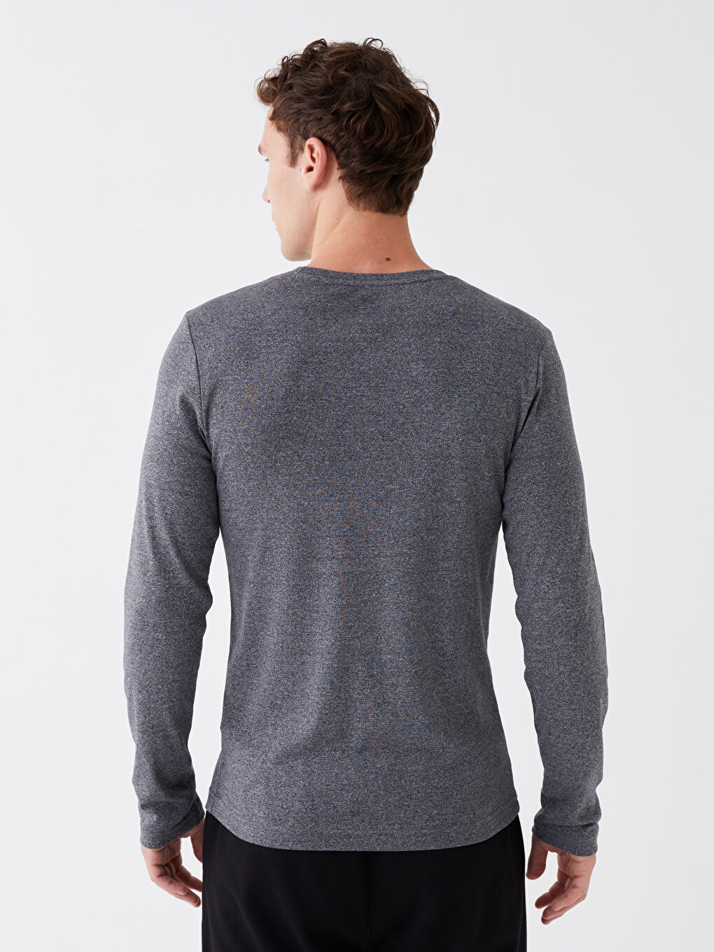 Antrasit Bisiklet Yaka Uzun Kollu Erkek Atlet-4