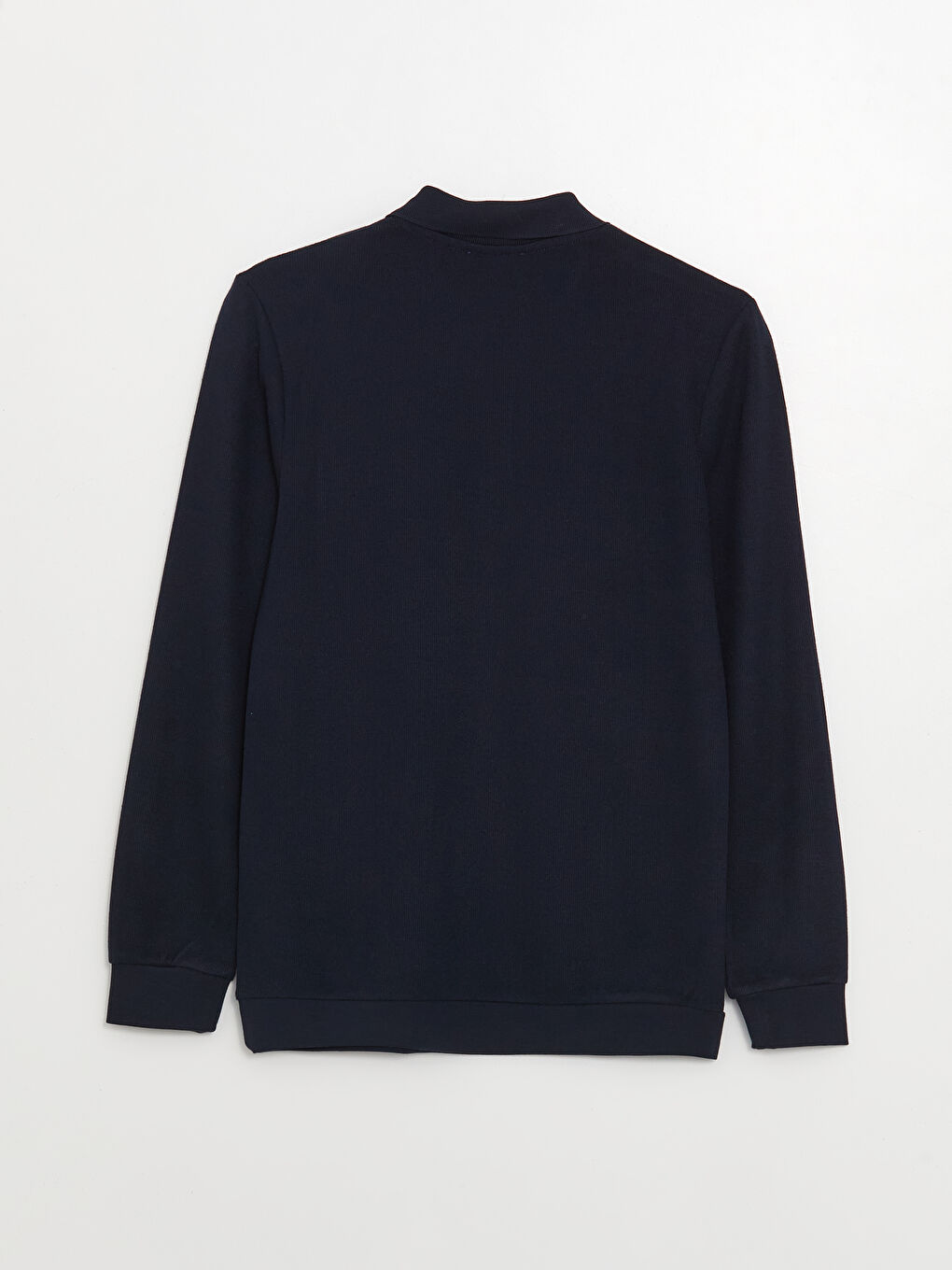 Lacivert Polo Yaka Uzun Kollu Çizgili Erkek Sweatshirt-6