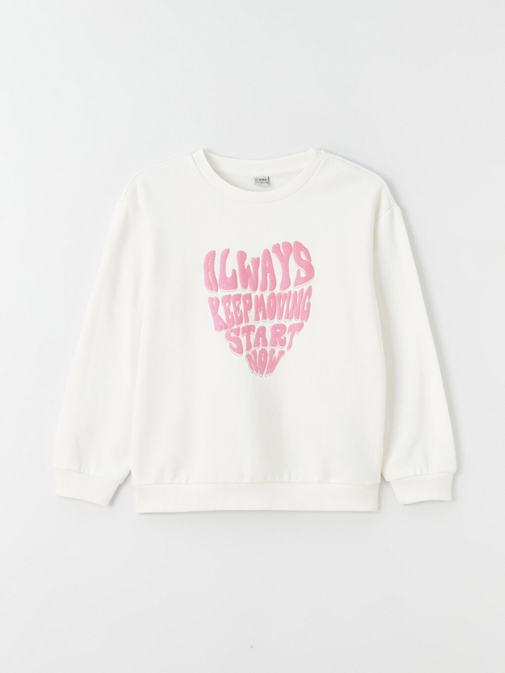 Crew Neck Printed Long Sleeve Girls' Sweatshirt