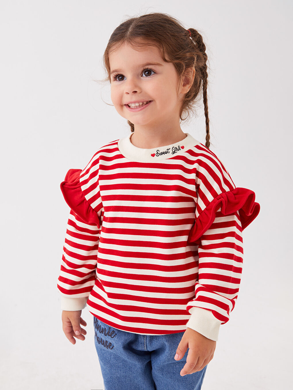 Bordo Bisiklet Yaka Kız Bebek Sweatshirt