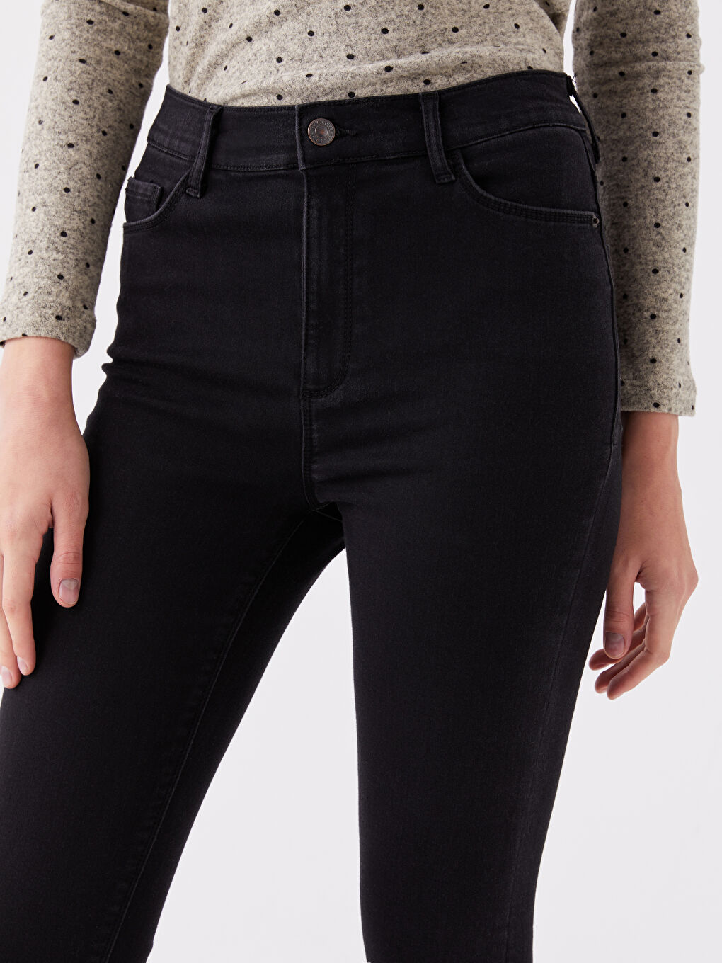 Siyah Slim Fit Kadın Jean Pantolon-1