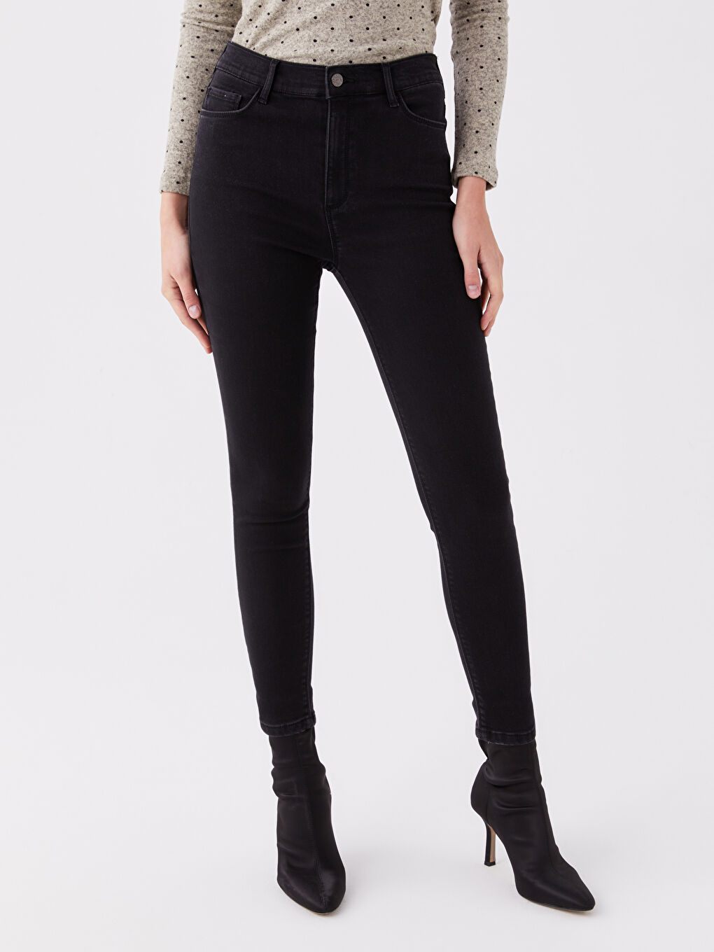 Siyah Slim Fit Kadın Jean Pantolon-2