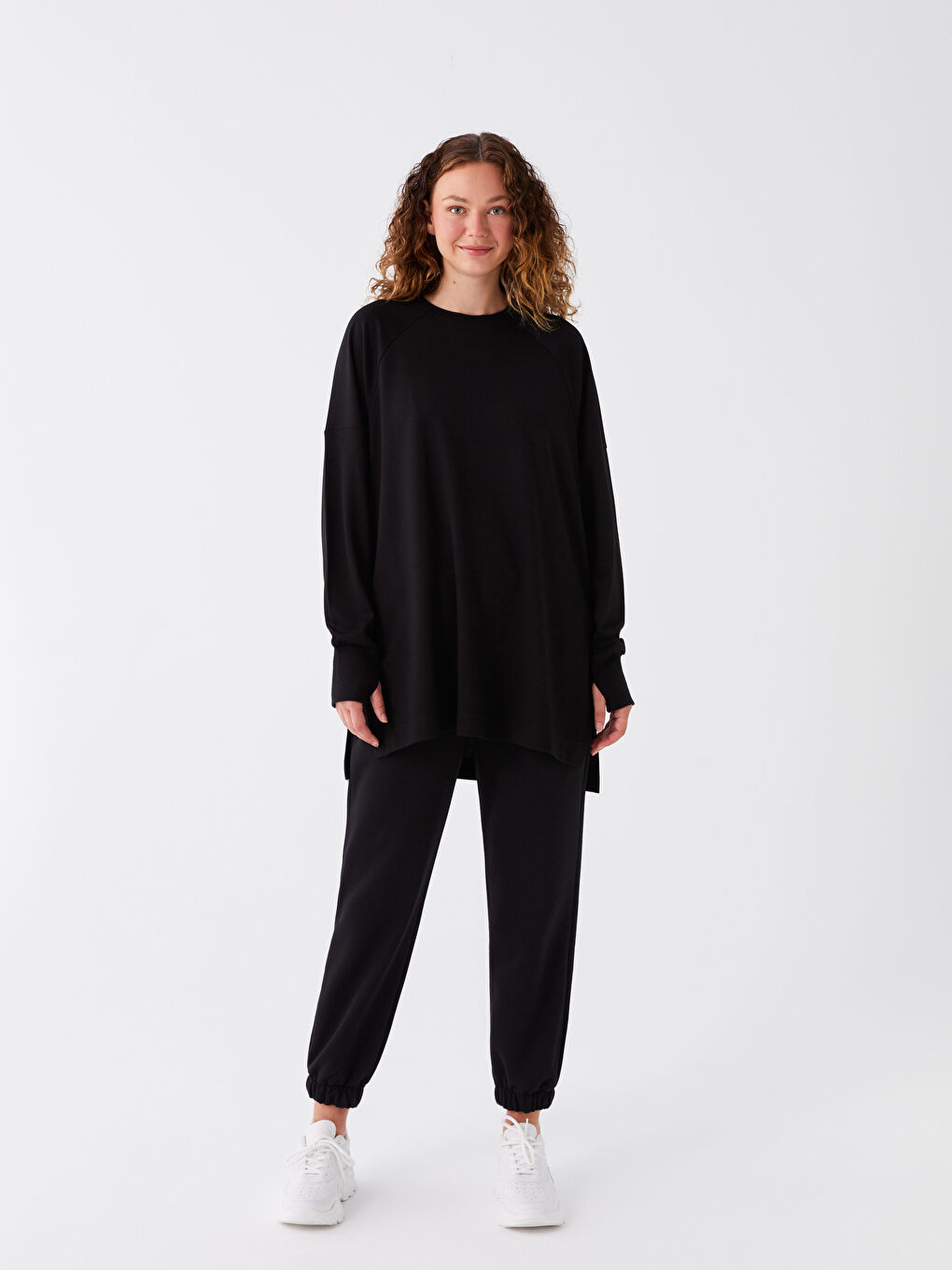 LCW Modest Crew Neck Plain Long Sleeve Oversize Women's Tunic -W3AG73Z8-RQL