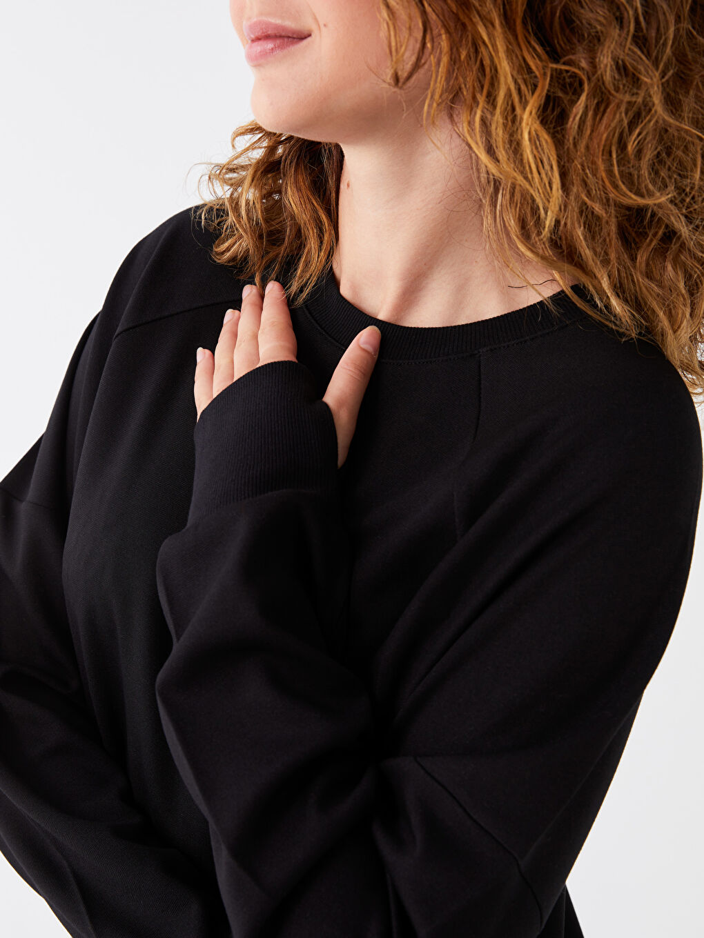 LCW Modest Crew Neck Plain Long Sleeve Oversize Women's Tunic -W3AG73Z8-RQL