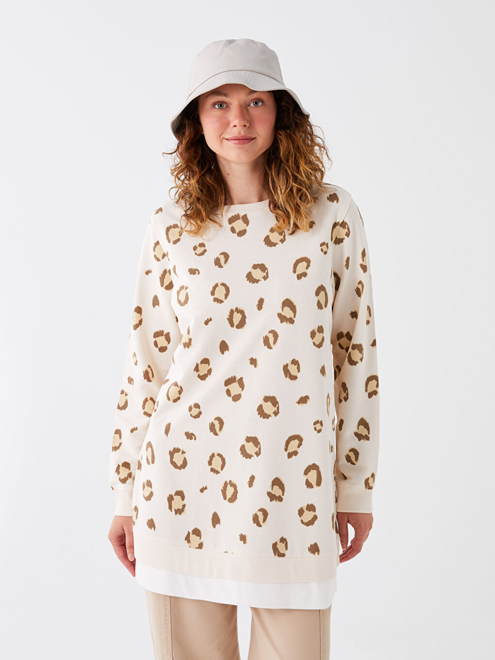 Patterned Oversize Women's Sweatshirt Tunic -W3AG86Z8-LQX
