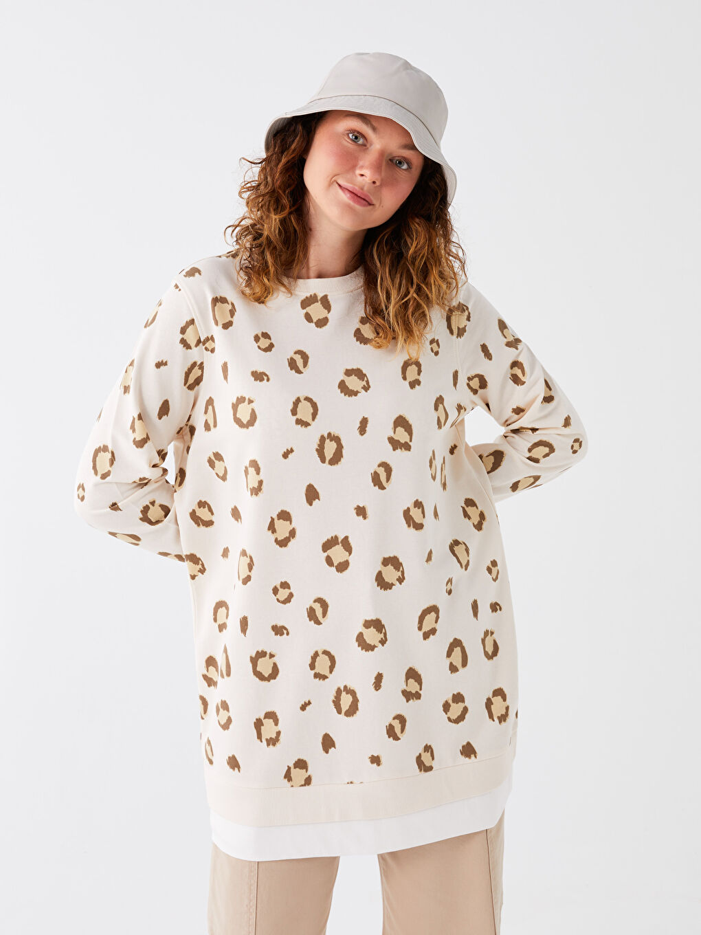 Patterned Oversize Women's Sweatshirt Tunic -W3AG86Z8-LQX