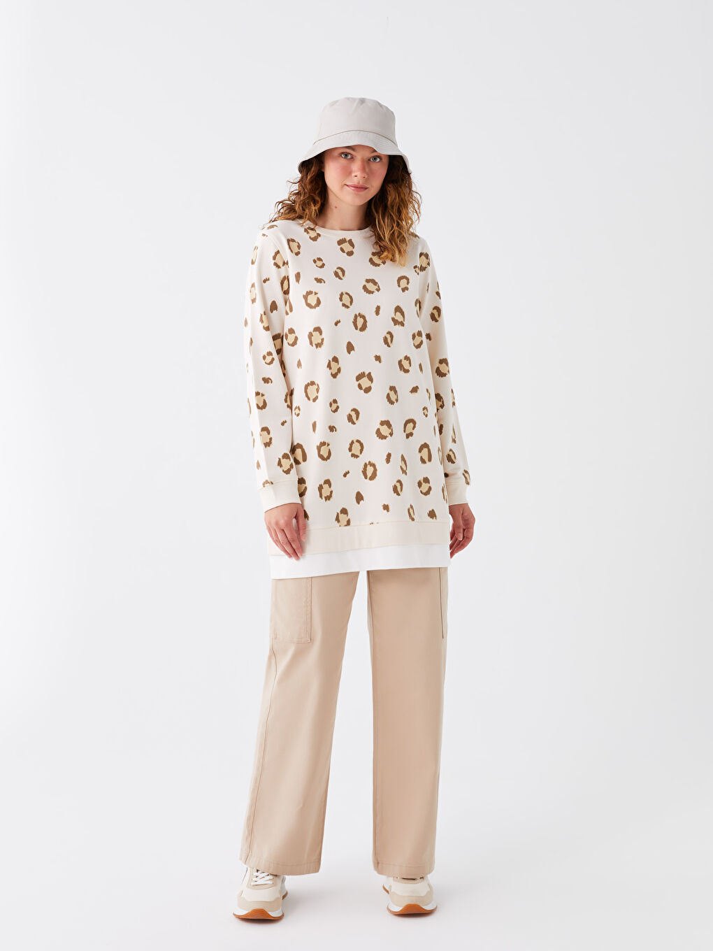 Patterned Oversize Women's Sweatshirt Tunic -W3AG86Z8-LQX