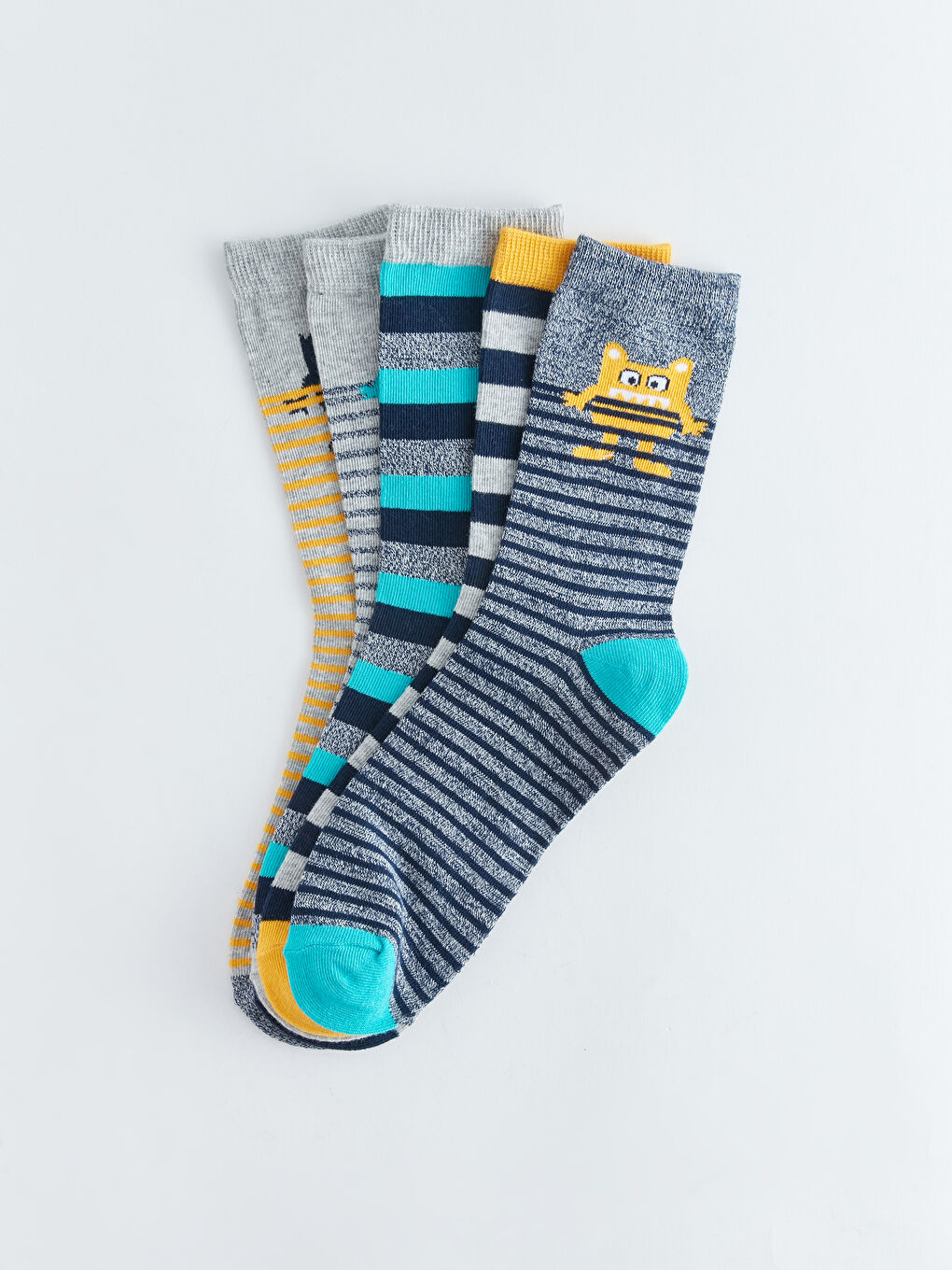 Patterned Boys' Ankle Socks 5 Pack-1