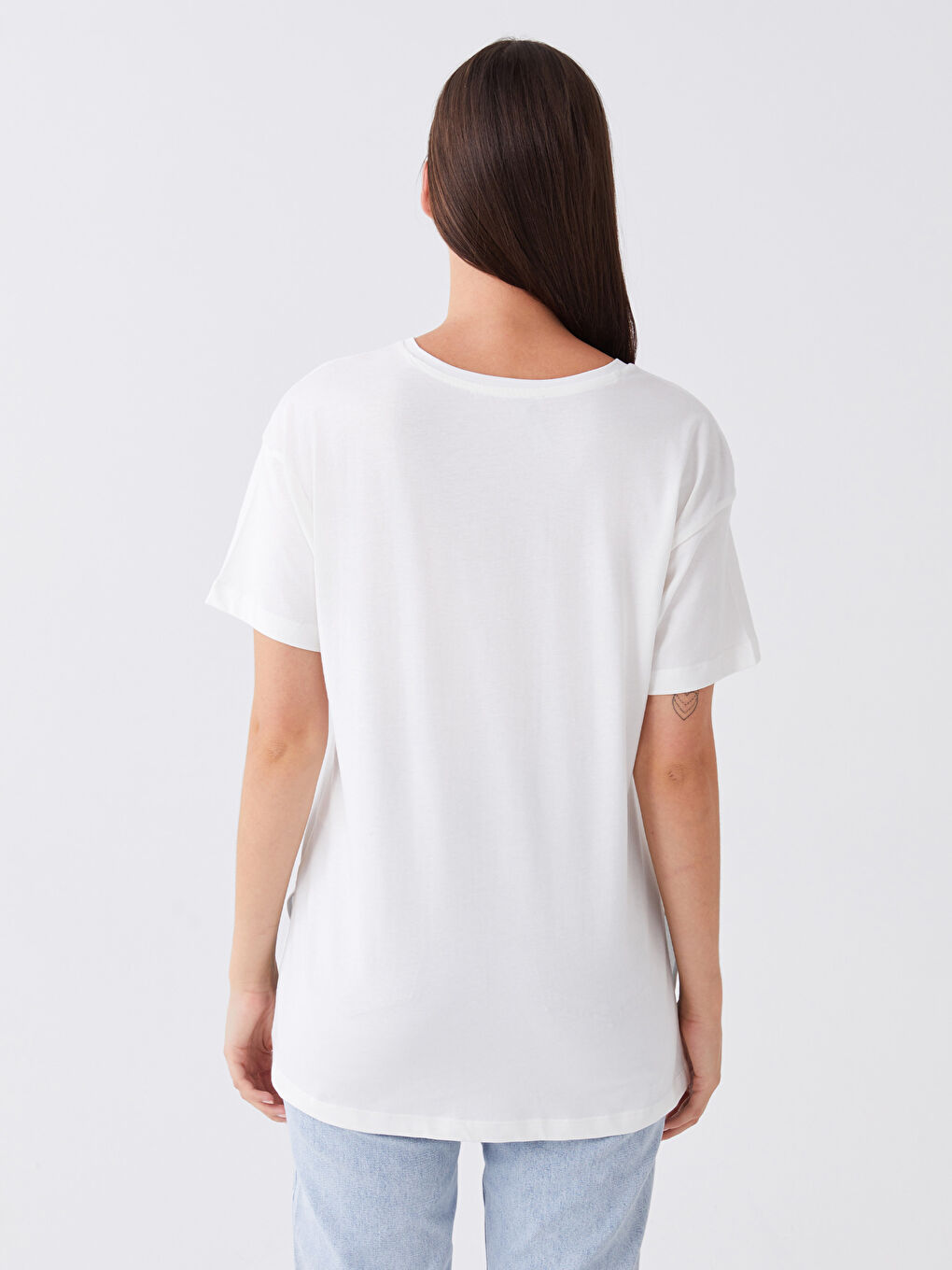 LCWAIKIKI Basic Crew Neck Printed Short Sleeve Women's T-Shirt -W3AH72Z8-R9J