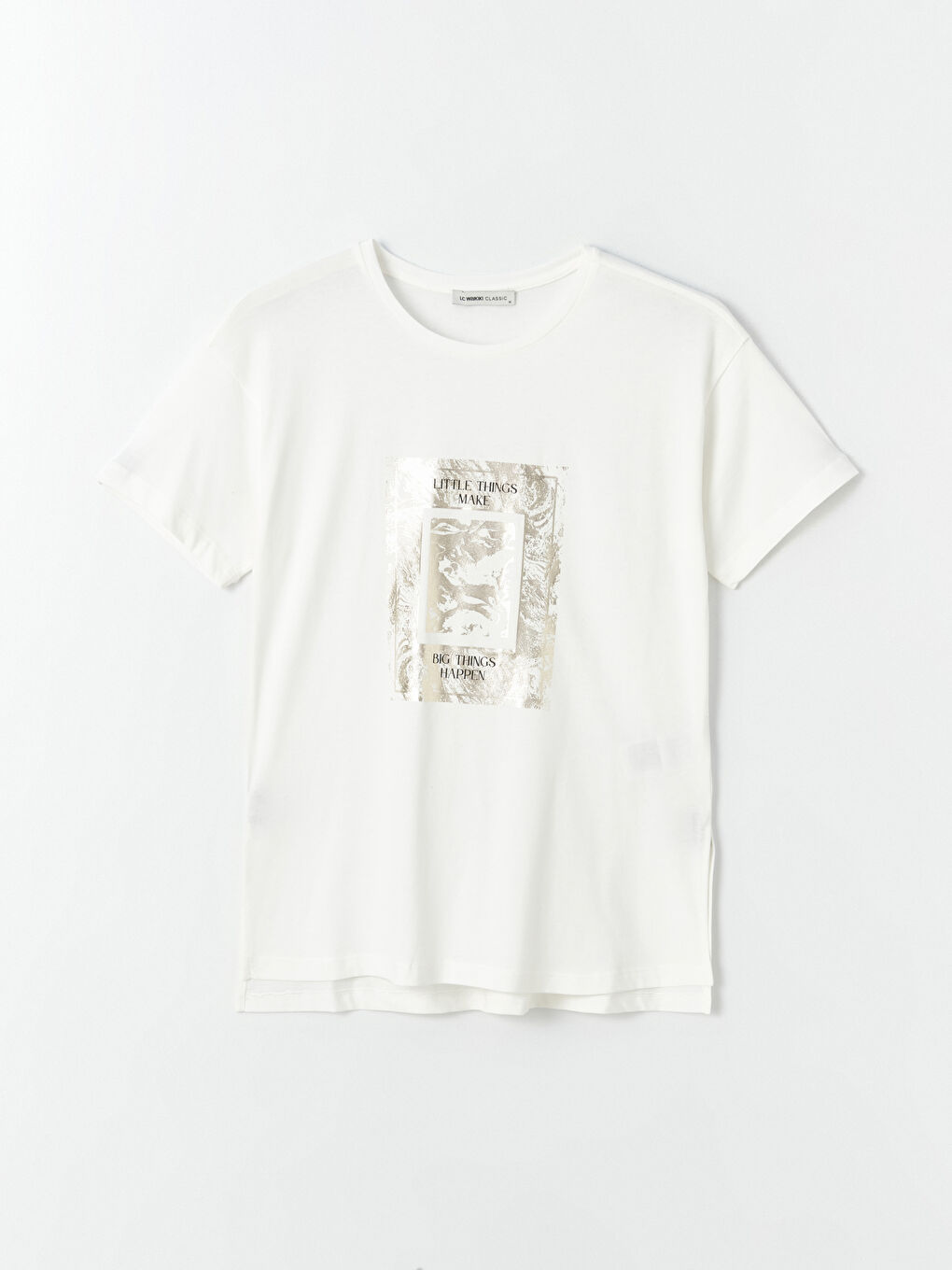 LCWAIKIKI Basic Crew Neck Printed Short Sleeve Women's T-Shirt -W3AH72Z8-R9J