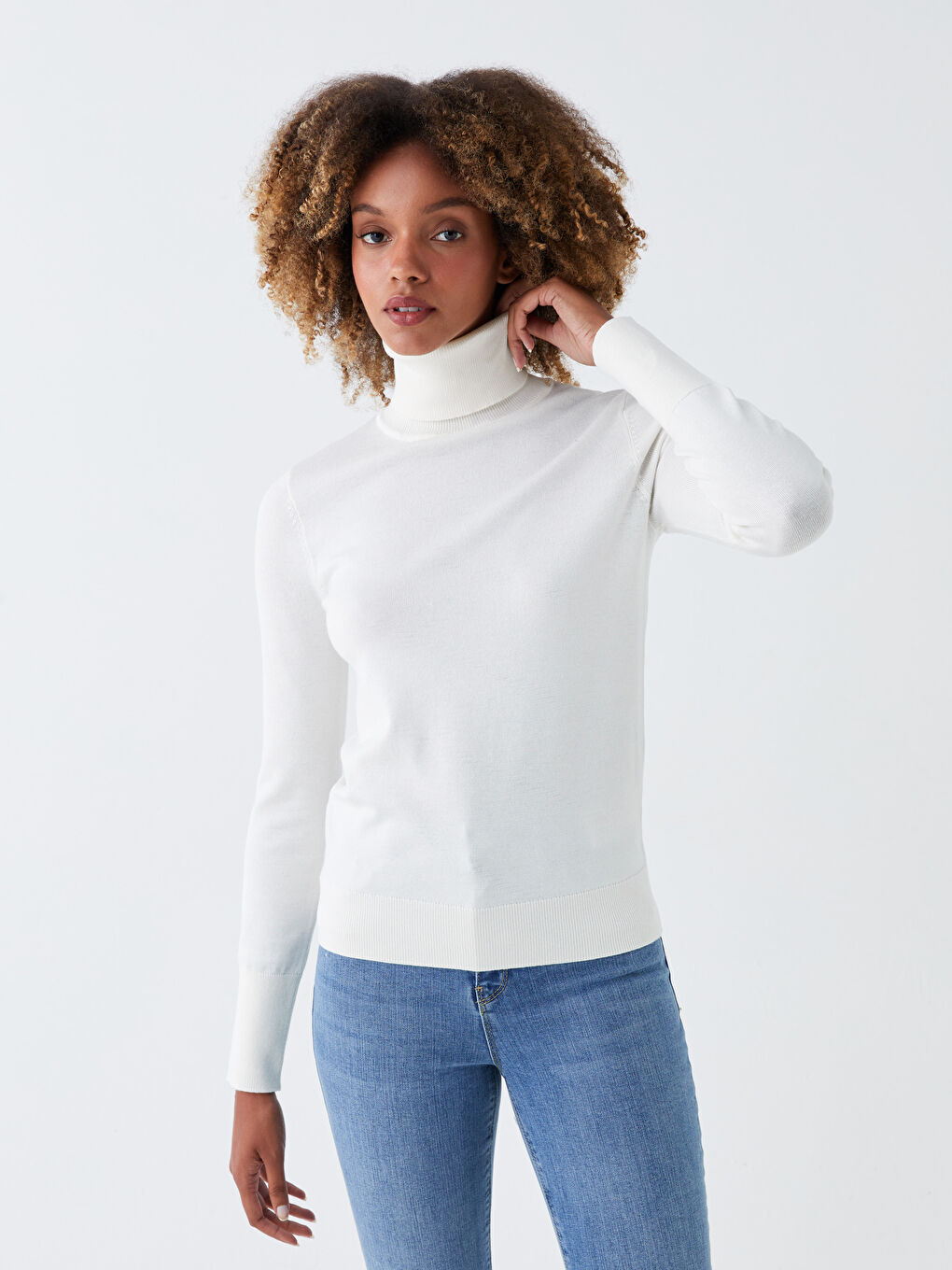 LCW Vision Turtleneck Plain Long Sleeve Women's Knitwear Sweater -W3AH75Z8-FDU