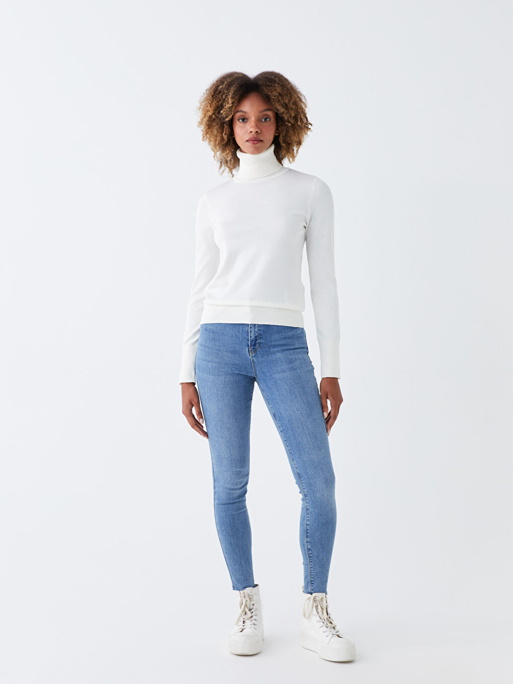 LCW Vision Turtleneck Plain Long Sleeve Women's Knitwear Sweater -W3AH75Z8-FDU