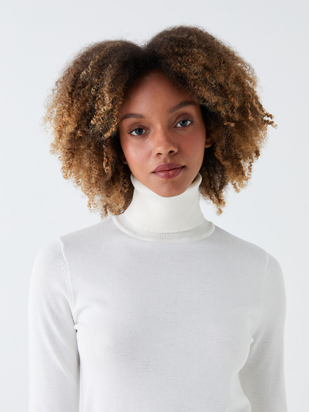 LCW Vision Turtleneck Plain Long Sleeve Women's Knitwear Sweater -W3AH75Z8-FDU