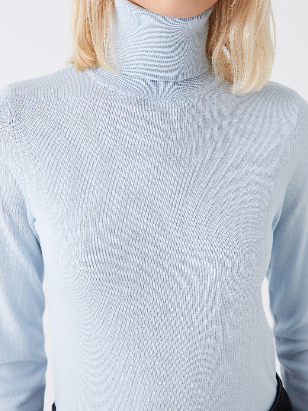 Turtleneck Plain Long Sleeve Women's Knitwear Sweater-3