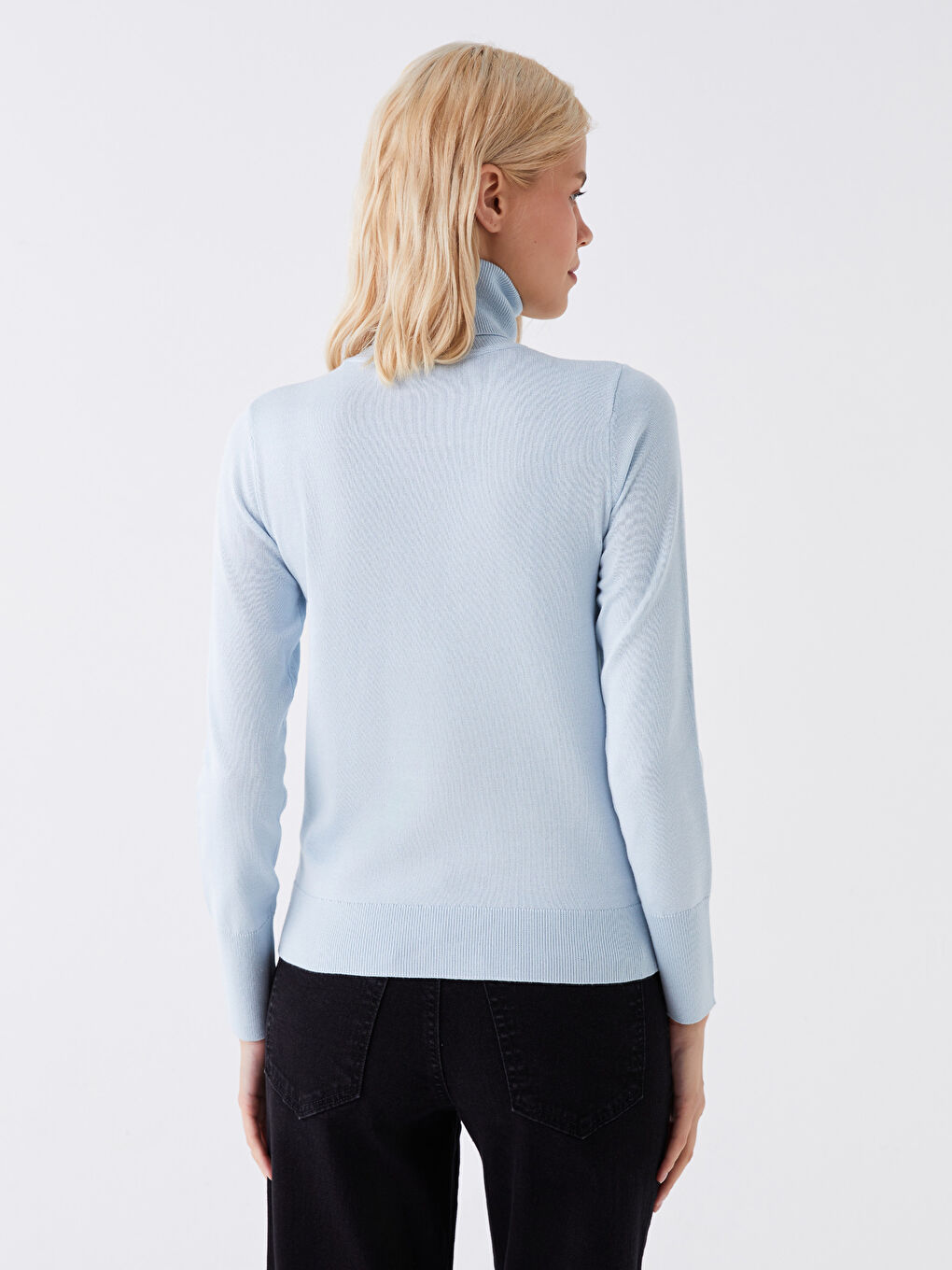 Turtleneck Plain Long Sleeve Women's Knitwear Sweater-4